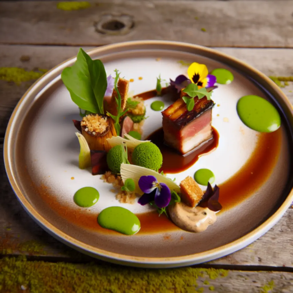 Entrante gourmet presentado artísticamente